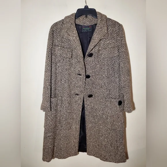 Vintage Abercrombie And Fitch Tweed Coat Xl 80s - Picture 9 of 10